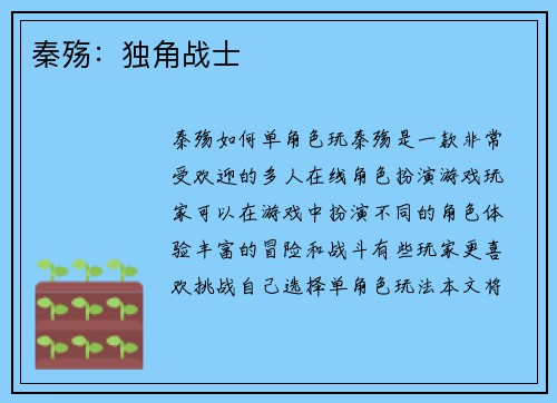 秦殇：独角战士
